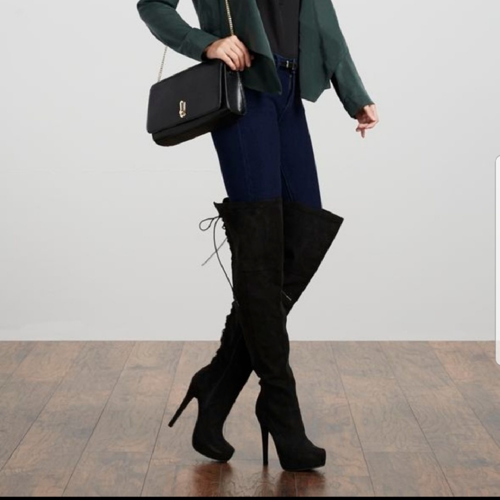 Justfab black Ravea over the knee lace boots